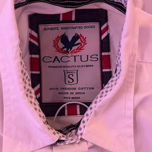 Cactus Men's Classic White Button Down Shirt